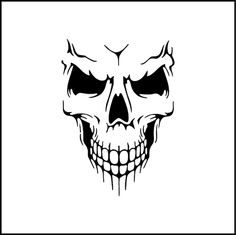 a black and white drawing of a skull