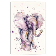 an elephant painted in watercolor on paper