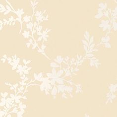 a wallpaper with white flowers and leaves on it's beige backgrounnd