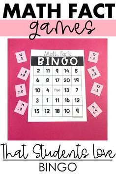 a pink poster with the words math fact games that students love