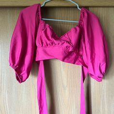 Never Worn Crop Top. Beautiful! But I’m Downsizing My Closet! Chic Spring Tops From Amazon, Chic Amazon Tops For Spring, Amazon V-neck Tops For Spring, Amazon V-neck Spring Tops, Amazon Tops, Tie Crop Top, Pink Tie, Pink Ties, Top Blouse