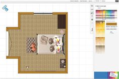an image of a room in the computer screen with color swatches and colors on it