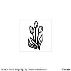 a black and white drawing of flowers on a white background with the words folk art floral tips by green garden studios