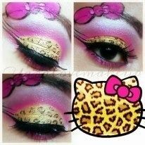 Hello Kitty Makeup Look, Hello Kitty Gyaru, Mcbling Makeup, Leopard Hello Kitty, Hello Kitty Leopard, Competition Makeup, Kitty Makeup