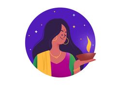 a woman holding a bowl with a candle in it