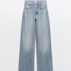 New With Tags Light Blue Zara Jeans. High Rise, Wide Leg, Size 2. 2nd Christmas, Clothing Board, High Rise Wide Leg Jeans, Christmas Clothes, Light Jeans, Cute Jeans, Zara Jeans, Fit Inspo, Blue Denim Jeans