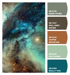 an image of the sky and stars with color swatches for each one in different colors