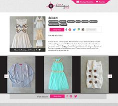 an image of a website page with clothes on the front and back pages, as well as buttons