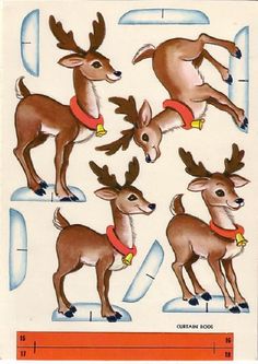 an image of some deers in different poses