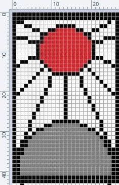 a cross stitch pattern with an image of a red object on it's side