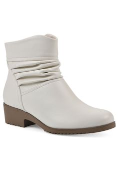 Your feet will thank you when you put on the rouch style Durbon bootie from Cliffs by White Mountain Shoes. With this footwear, you're getting comfort, versatility, and style all in one.PU UpperSynthetic LiningSynthetic Outsole1.5" Heel height4.5" Shaft height9.5" Boot leg circumferenceBootie available in sizes 6-9 whole and half sizes, 10, 11 | Women's Durbon Bootie by Cliffs in Winter White Smooth (Size 6 1/2 M) White Block Heel Mid-calf Boots For Spring, White Lace-up Mid-calf Boots For Winter, White Fitted Mid-calf Boots With Round Toe, White Mid-calf Boots With Medium Width And High Ankle, White Pointed Toe Mid-calf Boots Medium Width, Ankle Boots Winter, Wedge Dress Shoes, Mountain Shoes, White Mountain Shoes