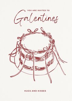 a greeting card for valentine's day with a drawing of a cake