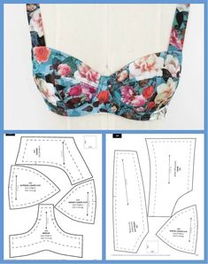 the front and back of a bra top with flowers on it