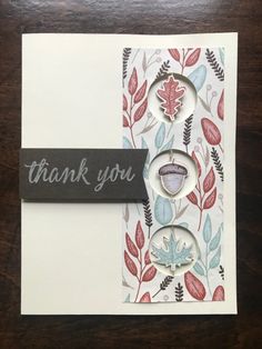 a thank card made with stampin's autumn leaves and the words, thank you