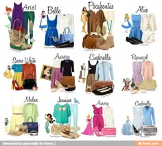 the names of different women's clothes and purses