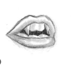 Drawing Vampire Teeth, Lips Drawing With Teeth, Vamp Teeth Drawing, Vampire Aesthetic Sketch, How To Draw Lips With Teeth, Drawings Of Vampires, How To Draw Vampire Teeth, Lips With Fangs Drawing, Vampire Teeth Drawing Sketch