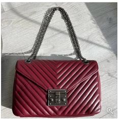 Nwot. Double Chain, Quilted Handbag. Elegant Red Satchel Clutch, Elegant Red Clutch For Daily Use, Trendy Burgundy Bag For Evening, Red Satchel Flap Bag For Shopping, Burgundy Bags With Chain Strap For Formal Occasions, Chic Burgundy Pouch Bag, Formal Burgundy Bags With Chain Strap, Evening Shoulder Bag In Burgundy, Red Shoulder Flap Bag For Shopping