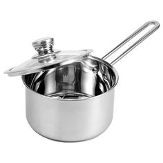 stainless steel saucepan with lid and handle