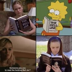 the simpsons characters are reading books and talking to each other about what they're reading