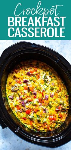 the crockpot breakfast casserole is ready to be eaten