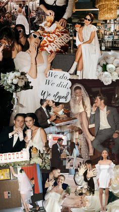 the collage shows many different people in wedding outfits