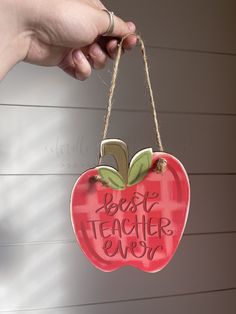 Best Teacher Ever Apple Ornament - Ornaments Best Teacher Ever, Wooden Ornament, Wooden Ornaments, Best Teacher, All Rights Reserved, Twine, Doodles, Ribbon, Christmas