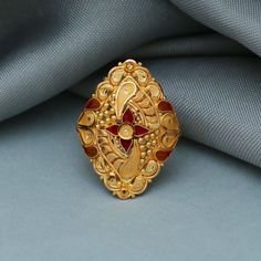 Gold Ruby Toe Ring Jewelry, Traditional Ruby Ring In Yellow Gold, Gold Ruby Rings With Intricate Design, Yellow Gold Temple Jewelry Rings For Formal Events, Formal Yellow Gold Temple Jewelry Rings, 22k Gold Temple Jewelry Ring, 22k Gold Ring Jewelry For Festive Occasions, 22k Gold Ring For Festive Occasion, 22k Gold Temple Jewelry Wedding Ring