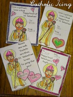 saint valentine printable valentines Saint Valentine Catholic Crafts For Kids, Catholic Valentines Cards, Catholic Valentines Crafts, Catholic Kids Crafts, Religious Valentines, Crafts Valentines, Valentine Art Projects, Christian Valentines