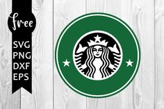 the starbucks logo is shown in green and white, with black stars on it's side