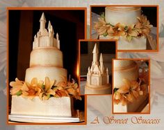 an image of a wedding cake with flowers on it