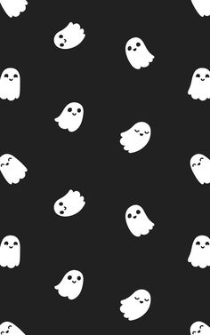 black and white halloween ghost pattern