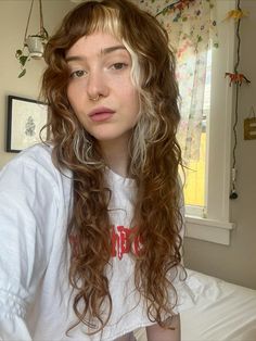 Long curly shag haircut Long Curly Shag Haircut, Long Curly Shag, Curly Long Bangs, Baby Bangs Long Hair, Curly Shag, Curly Shag Haircut, Long Curly Haircuts, Hair Motivation, Helmet Hair