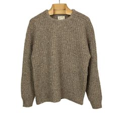 Wythe Chunky rib Irish Donegal wool sweater in "Mollusk Taupe" – No Man Walks Alone Irish Wool Sweaters, Irish Sweater, Tooled Leather Belts, Shetland Wool, Hand Tooled Leather, Knit Collar, Shoulder Sweater, Wool Sweater, Madagascar