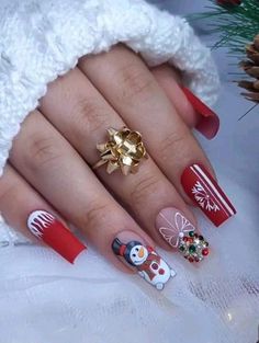 Holiday Nails Diy, Nail Noel, Nails Art Designs, Winter Nail Art, 2023 Christmas