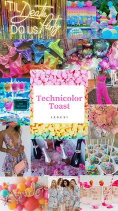 the technicolor toast is featured in this collage with images and text