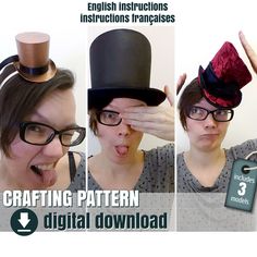 PDF crafting pattern pattern: TOP HAT. For EVA foam, cartboard and more! This set contains 3 different models:   - the micro top hat   - the mini top hat   - the classic top hat   This is the perfect pattern for your various role-playing costumes (LARP), your cosplay or even for making a burlesque costume. Note : Since there are multiple ways to build a top hat, and multiple material you can use, there's no step by step instructions included for each style. The micro and mini top hat are offered Top Hat Pattern, Burlesque Costume, Mini Top Hat, Mini Top, Large Format Printing, Pdf Patterns, Eva Foam, Large Format, Top Hat