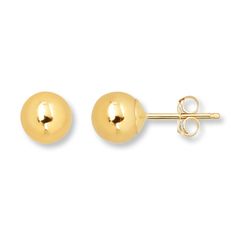 Ball Stud Earrings 6mm 14K Yellow Gold | Kay Delicate Jewelry Necklace, Cute Ear Piercings, Jewelry Editorial, Gold Stock, Ball Stud Earrings, Gold Book, Jewelry Advice, Jared The Galleria Of Jewelry, Kay Jewelers