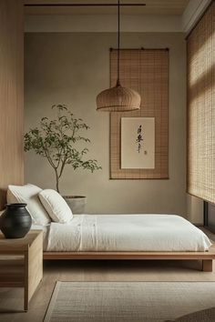 Korean Interior Design, Japandi Bedroom Design, Japandi Bedroom, Japanese Bedroom, Bamboo Room Divider, Japandi Design, Japanese Zen, Sleeping Loft, Muted Color Palette