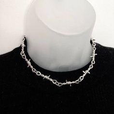 Barbed Wire Necklace, Wire Choker, Silver Link Necklace, Charm Choker Necklace, Wire Necklace, Barbed Wire, Black Bracelets, Wire Bracelet, Country Western