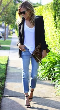 2019 Outfits, Looks Jeans, Cute Blazers, Mode Tips, Mode Casual, Cooler Look, Outfit Trends, Boyfriend Shirt, Mode Inspo