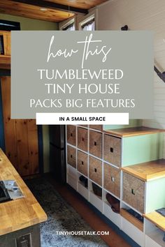 20-foot 2017 Tumbleweed Tiny Home with a big kitchen, a loft for a queen bed, and even a garage for bikes or skis.

This tiny home has everything you need to live comfortably. Plus, it has solar power and a water tank so that you can function off-grid! It’s parked in a friendly tiny house village, but it’s ready to roll anywhere you dream of going. Tumbleweed Tiny Homes, Tiny House Village, House Village, Durango Colorado, Big Kitchen