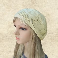 This stylish lace beret is is the perfect additional to your wardrobe. 100% cotton One size fits most. Hand wash and lay flat to dry. NOTE Actual color may slightly different depending on your monitor. Please contact us if you have any questions for the color. Casual Cotton Yarn Beanie Hat, Casual Cotton Beanie Hats, Hand Knitted One Size Cream Crochet Hat, One Size Cream Crochet Hat Hand Knitted, Cream Hand Knitted Crochet Hat One Size, Casual Cotton Yarn Beanie, Bohemian Crochet Hat In Cream, Bohemian Cream Crochet Hat One Size, Casual One Size Cotton Yarn Crochet Hat