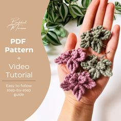 crochet pattern video guide for beginners to make flower appliques with easy step - by - step instructions