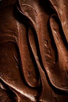 closeup of chocolate icing with water drops on it