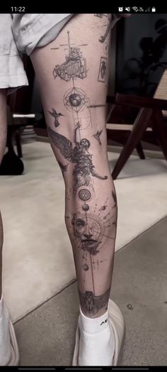 a person with some tattoos on their legs