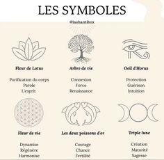 the symbols and their meaningss in french are shown on this page, which includes an image