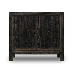 an old wooden cabinet with two doors