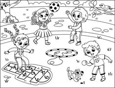 children playing in the park coloring page