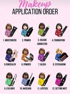 Makeup Application Order, Bentuk Alis, Brush Guide, Mekap Mata, Makeup Order, Makeup Brushes Guide, Makeup For Black Skin, Makeup Artist Tips, Brown Skin Makeup