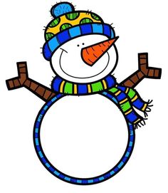 a drawing of a snowman wearing a hat and scarf